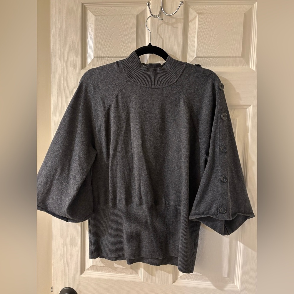 Style & Co. Gray Cowl Neck 3/4 Sleeve Sweater Large